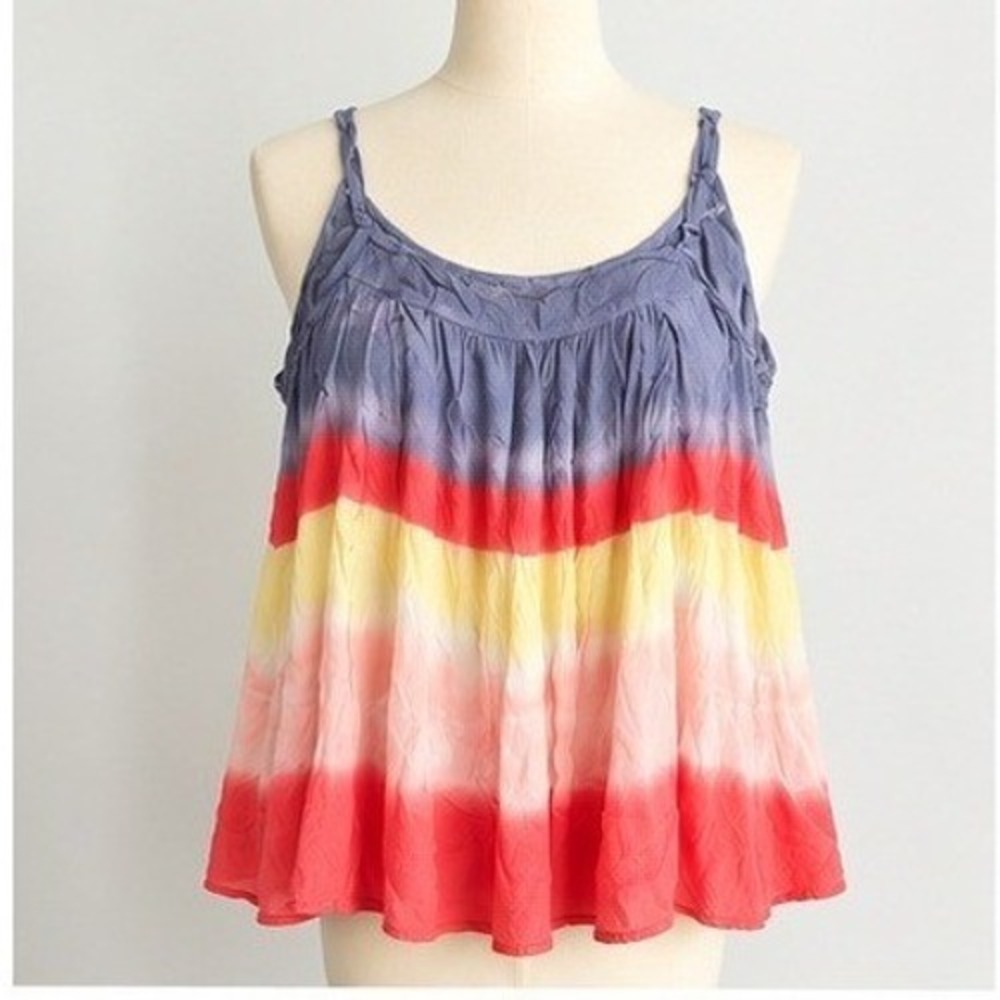 Torrid Cami Top Size 5 5XL Multicolor Tie Dye Rainbow Babydoll Rayon